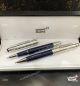 2021! New Copy Mont Blanc Around the World in 80 days Doue Classique Rollerball pen 145 Midsize Silver Blue Barrel (3)_th.jpg